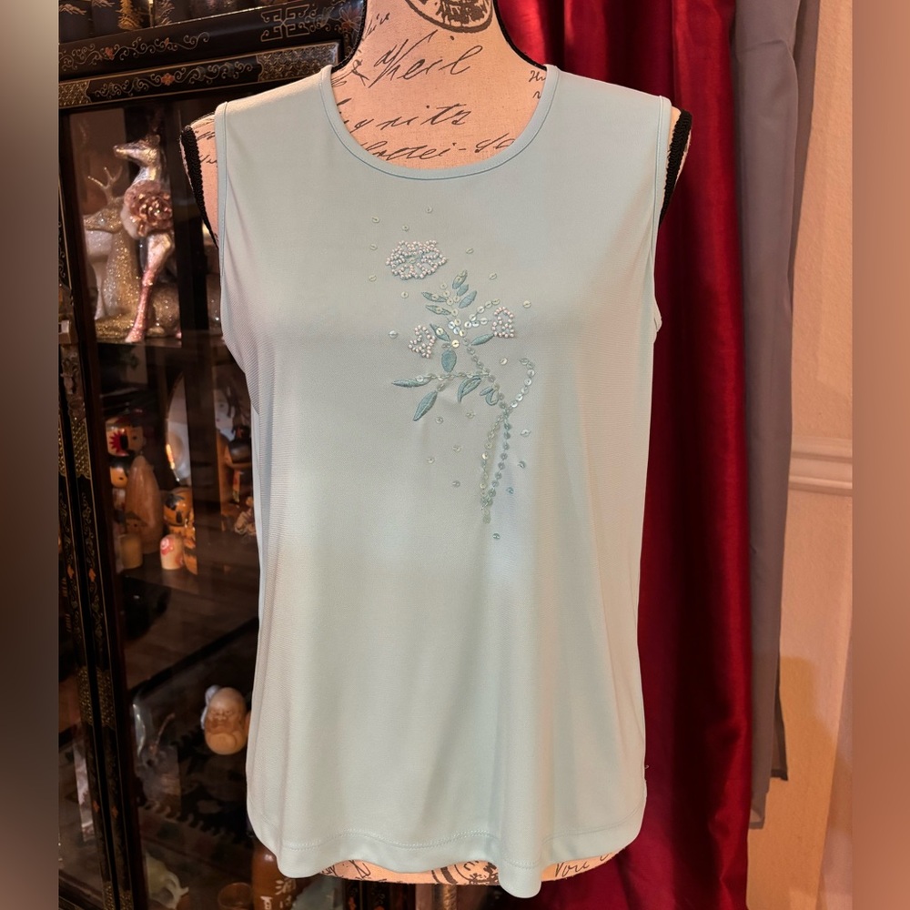 Alison Daley Beaded and Sequined Floral Sleeveless Top